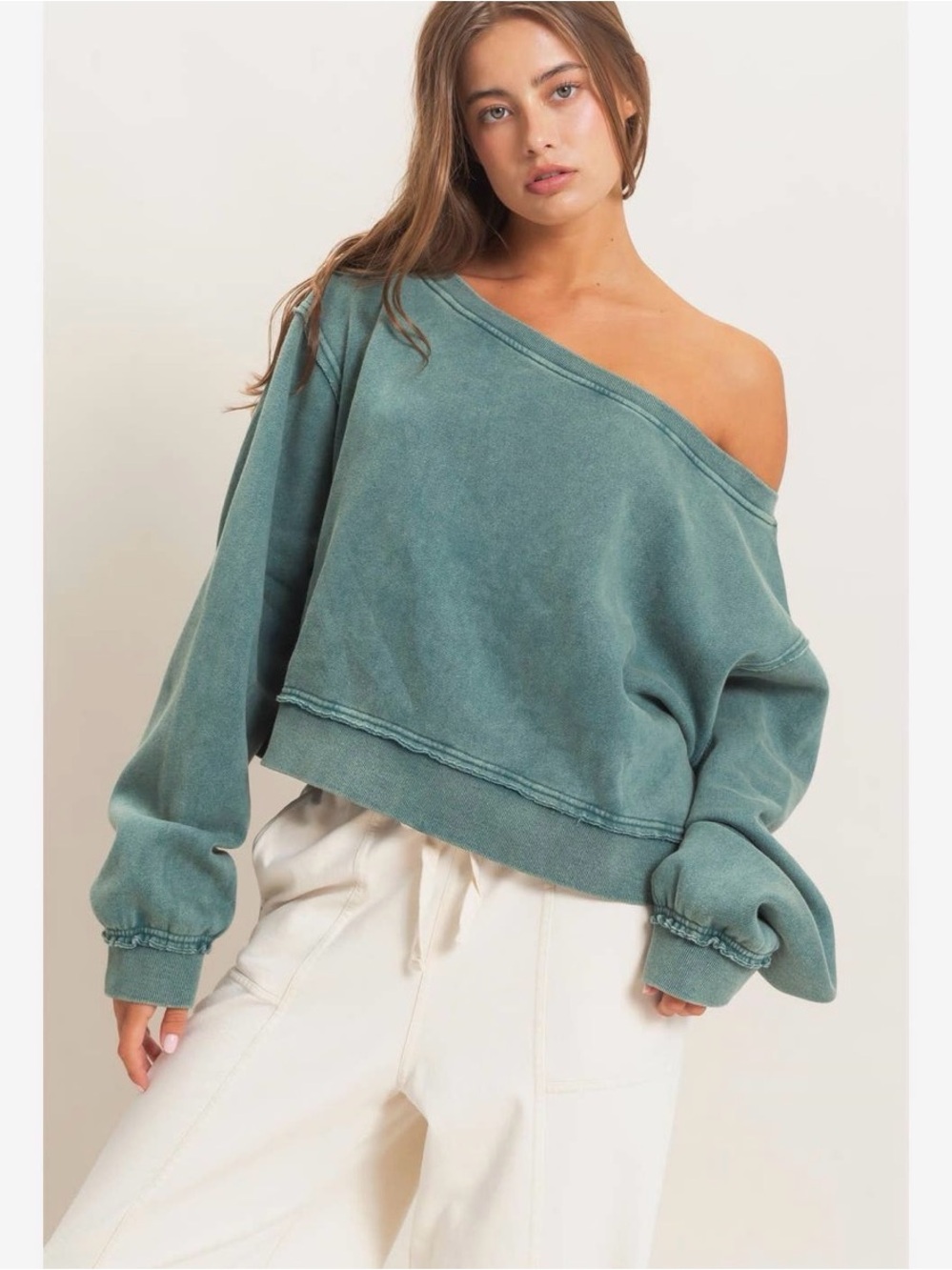 Teal Acid Wash Sweatshirt